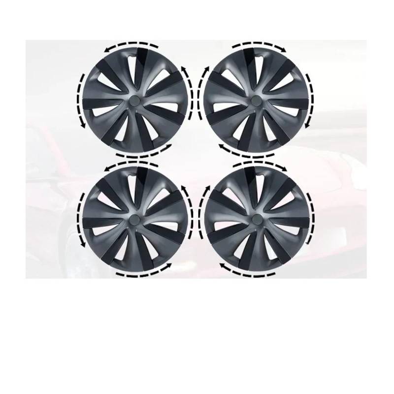 4PCS 19 Zoll Radkappe kompatibel for Tesla Model Y Radkappe Ersatz rechts und links Radkappe Vollrandabdeckung Zubehör 2024(L-R grey and black) von KKGHYYMG