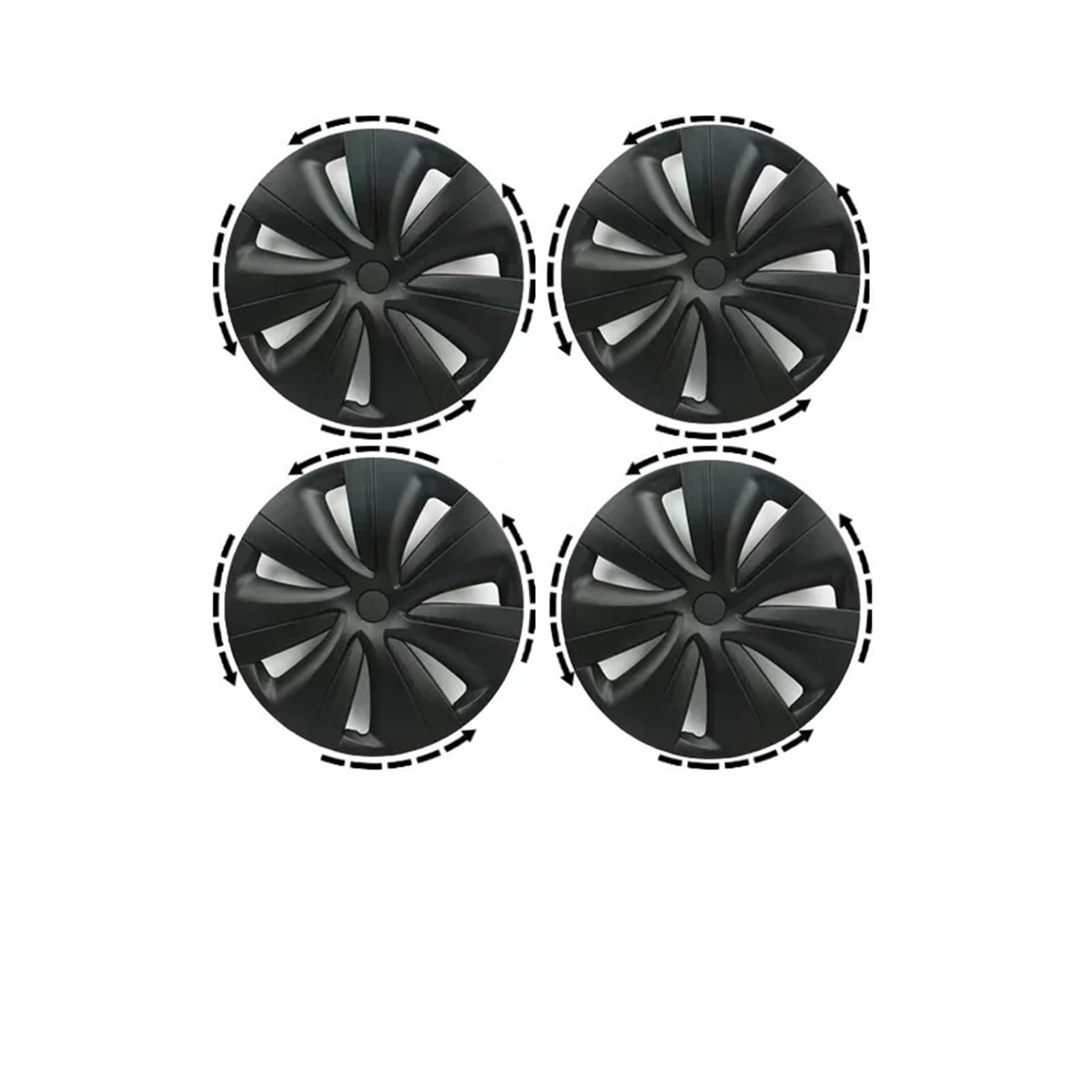 4PCS 19 Zoll Radkappe kompatibel for Tesla Model Y Radkappe Ersatz rechts und links Radkappe Vollrandabdeckung Zubehör 2024(Matte black) von KKGHYYMG