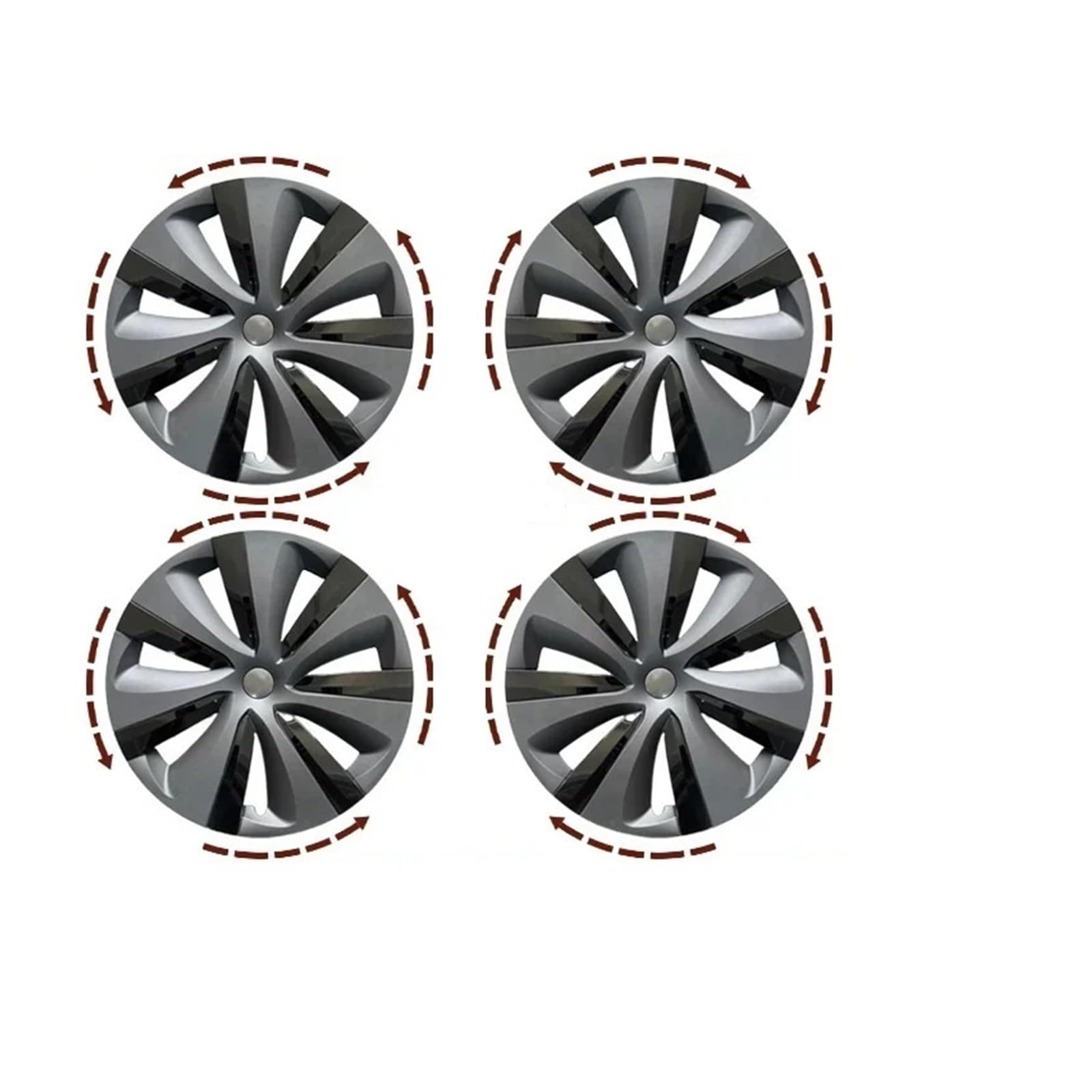 4PCS Radkappe Ersatz Radkappe Automobil Radkappe Vollrandabdeckung 19 Zoll Zubehör Kompatibel for Tesla Model Y 2019-2023(LR grey and black) von KKGHYYMG