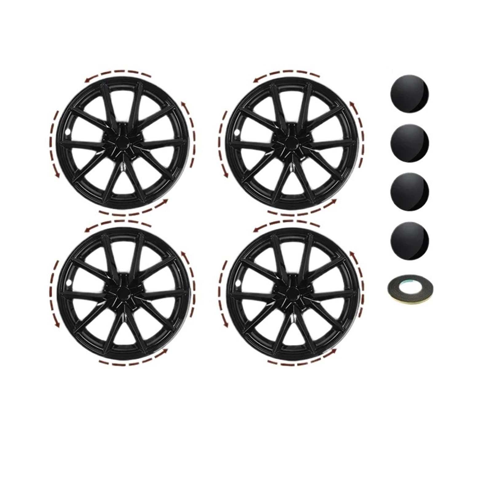 4PCS Radkappe Leistung Ersatz Radkappe Automobil Vollrandabdeckung Zubehör Kompatibel for Tesla Model 3 Radkappe 18 Zoll 2016-2023(Bright Black) von KKGHYYMG