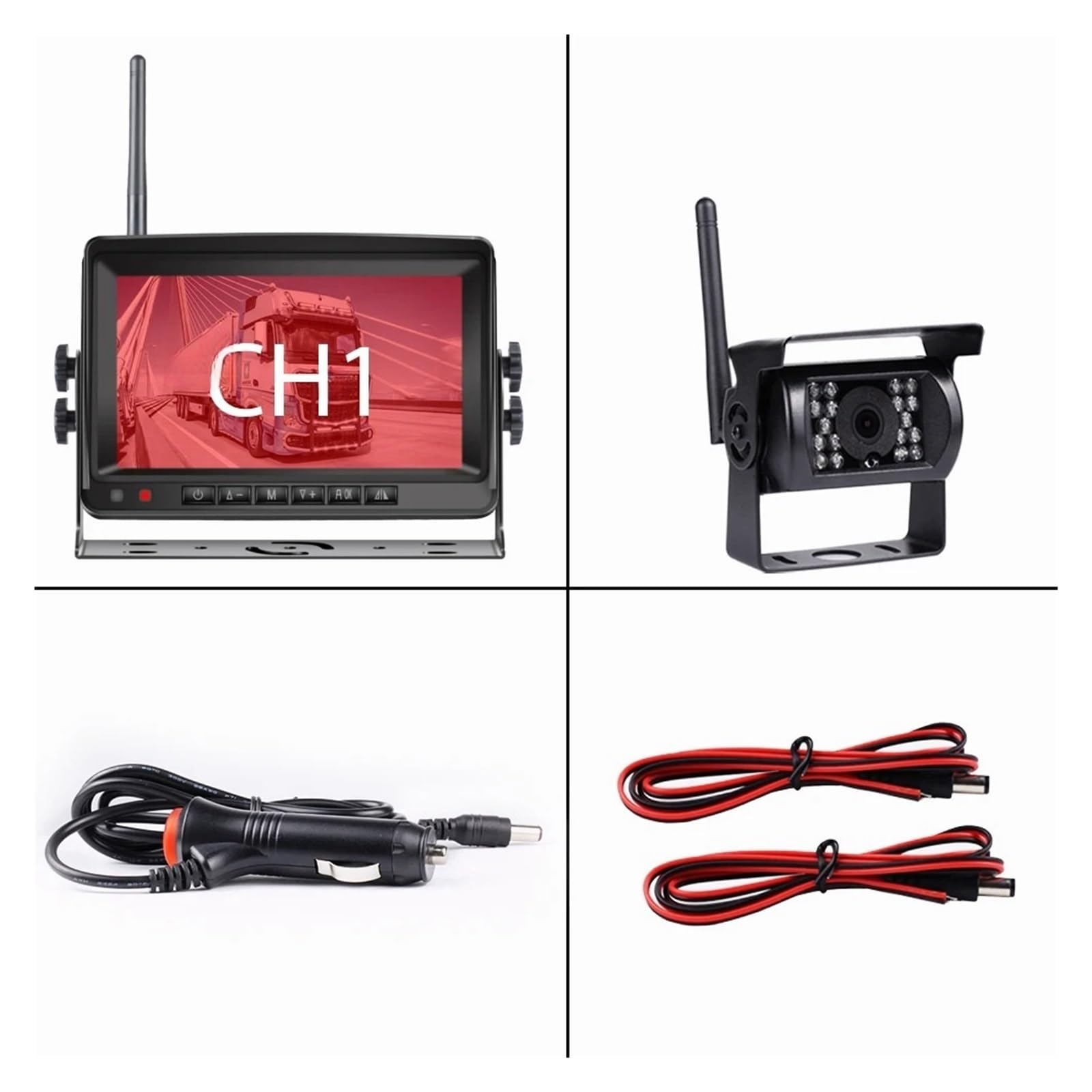 7-Zoll-Wireless-Auto-Monitor-Bildschirm Reverse Fahrzeugmonitore Rückfahrkamera-Bildschirm Kompatibel for Auto-Monitor for Auto-LKW-Wohnmobile(1 Camera) von KKGHYYMG