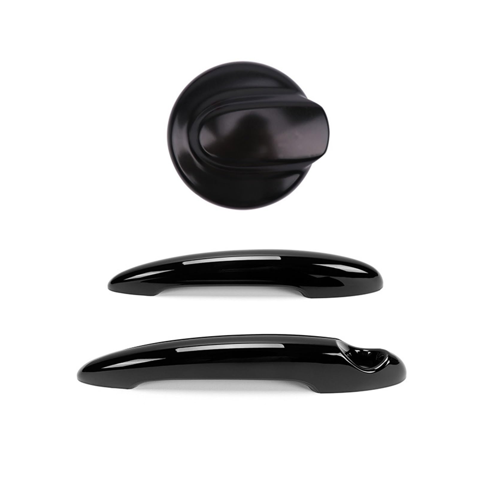 Auto-Gas-Kraftstofftank-Einfülldeckel-Abdeckung und 2 Außentürgriffabdeckungen, Kohlefaser-Farbe, kompatibel for Mini Cooper S R55 R56 2007–2013(Gloss Black) von KKGHYYMG