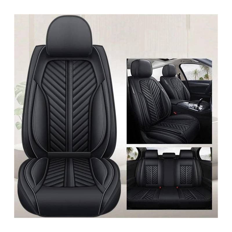 Autositzabdeckung Vorder-/Rückfahrzeugkissen for Frauen nicht bewegt universelle PU-Leder schwarz/rot nicht klatibel for Peugeot 4008 x6 x40(Black 1set) von KKGHYYMG