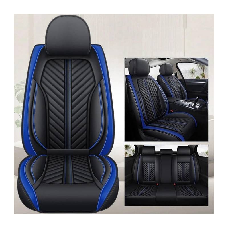 Autositzabdeckung Vorder-/Rückfahrzeugkissen for Frauen nicht bewegt universelle PU-Leder schwarz/rot nicht klatibel for Peugeot 4008 x6 x40(Blue) von KKGHYYMG