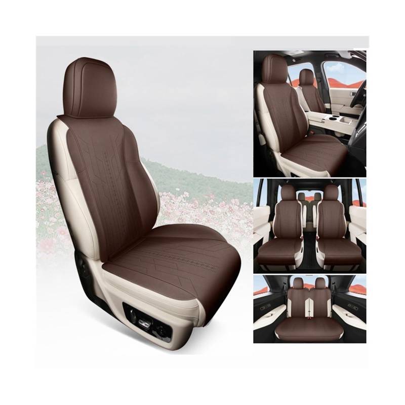 Autositzbezug-Kissen, kompletter Satz, Leder, kompatibel mit Ideal L8 L9 AIR PRO MAX, individuelles Autozubehör, Sitzschutz(Coffee full set) von KKGHYYMG