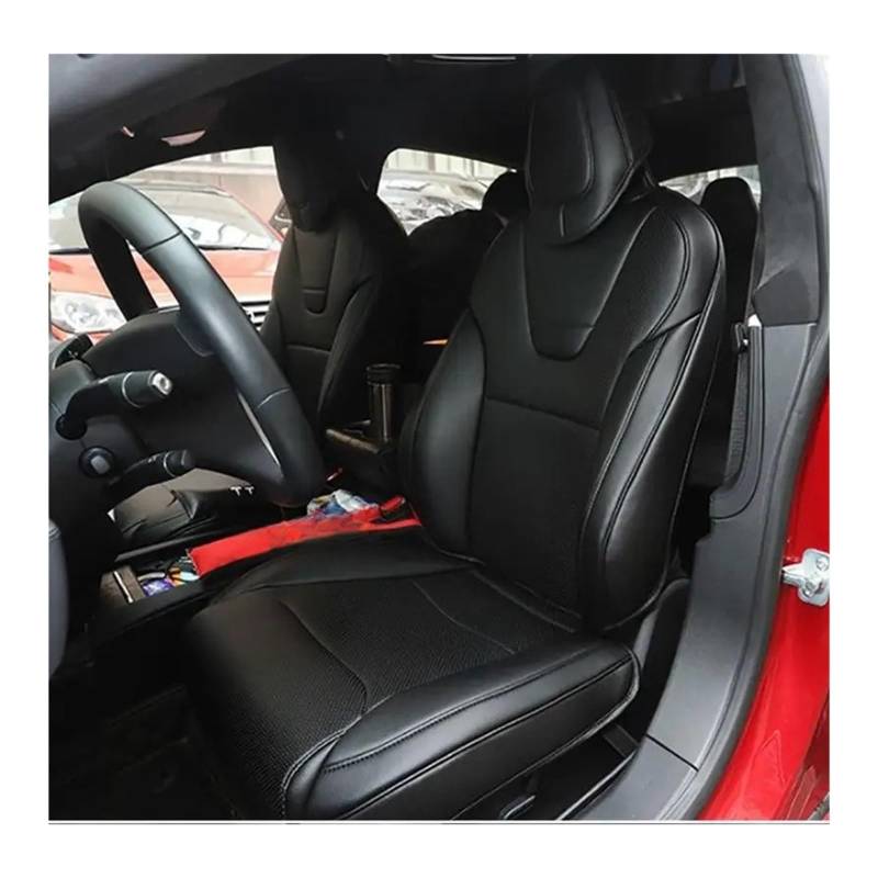 Custom Fit Autositzabdeckung Zubehör kompatibel for Tesla Model S Vollgedeckte Nappa -Leder -Leder -Vorder- und Rücksitzblätter(Black set) von KKGHYYMG