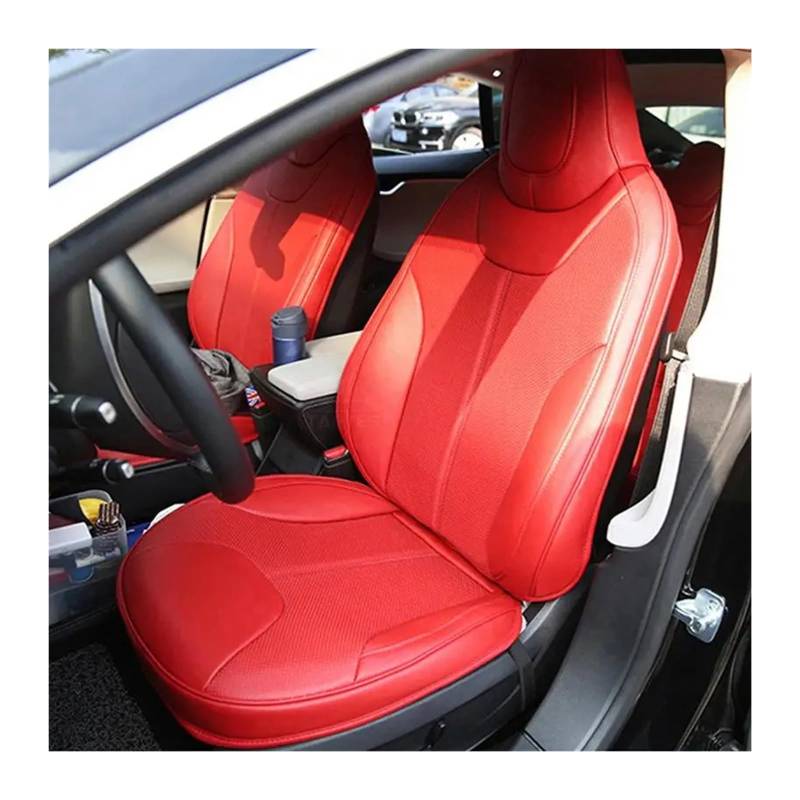 Custom Fit Autositzabdeckung Zubehör kompatibel for Tesla Model S Vollgedeckte Nappa -Leder -Leder -Vorder- und Rücksitzblätter(Red set) von KKGHYYMG