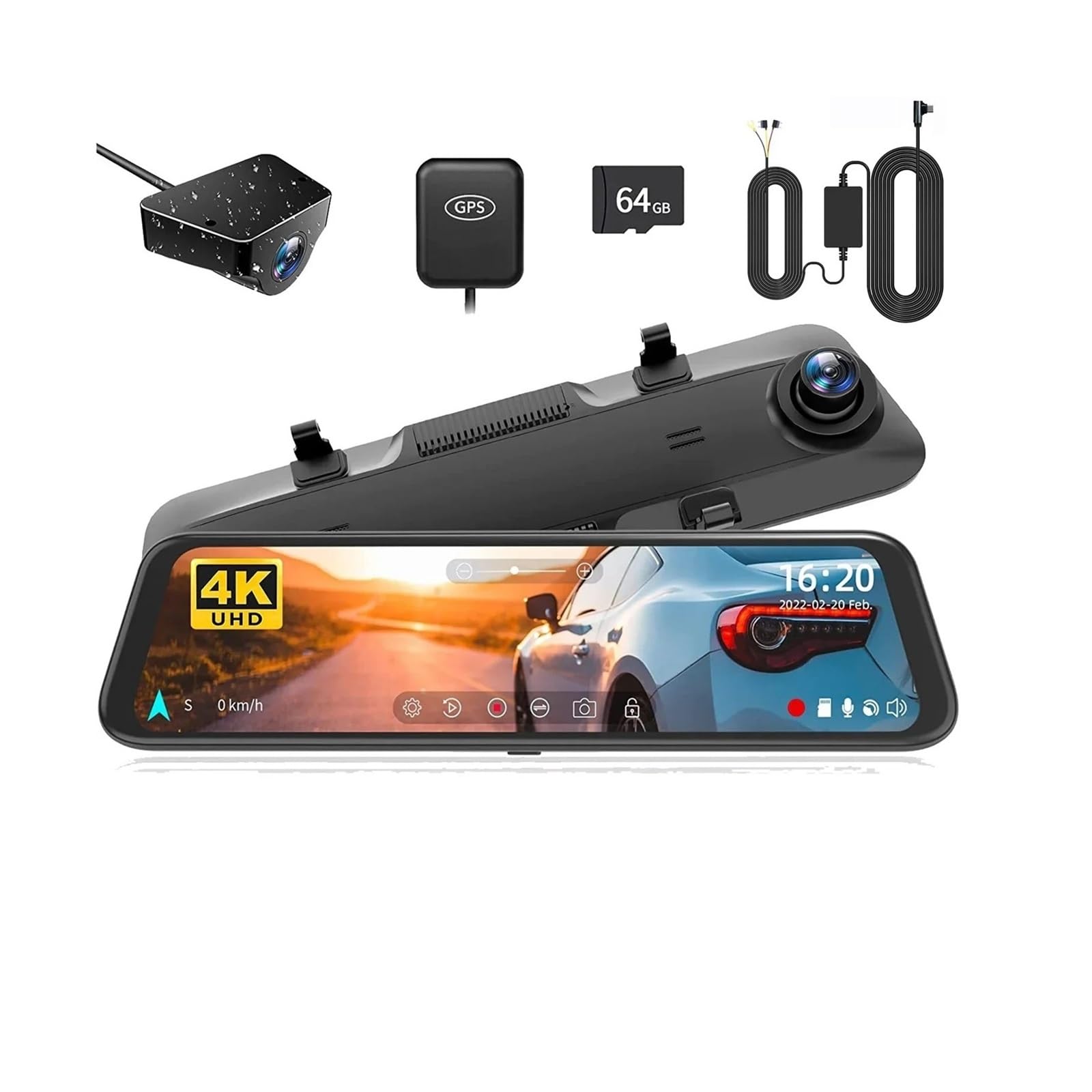 G850 V02 WIFI Vorne und Hinten 4K Dash Cam Auto Kamera WDR 1080P Dash Kamera for Auto FOV170 auto Dvr GPS Nachtsicht(With hardwired kit) von KKGHYYMG