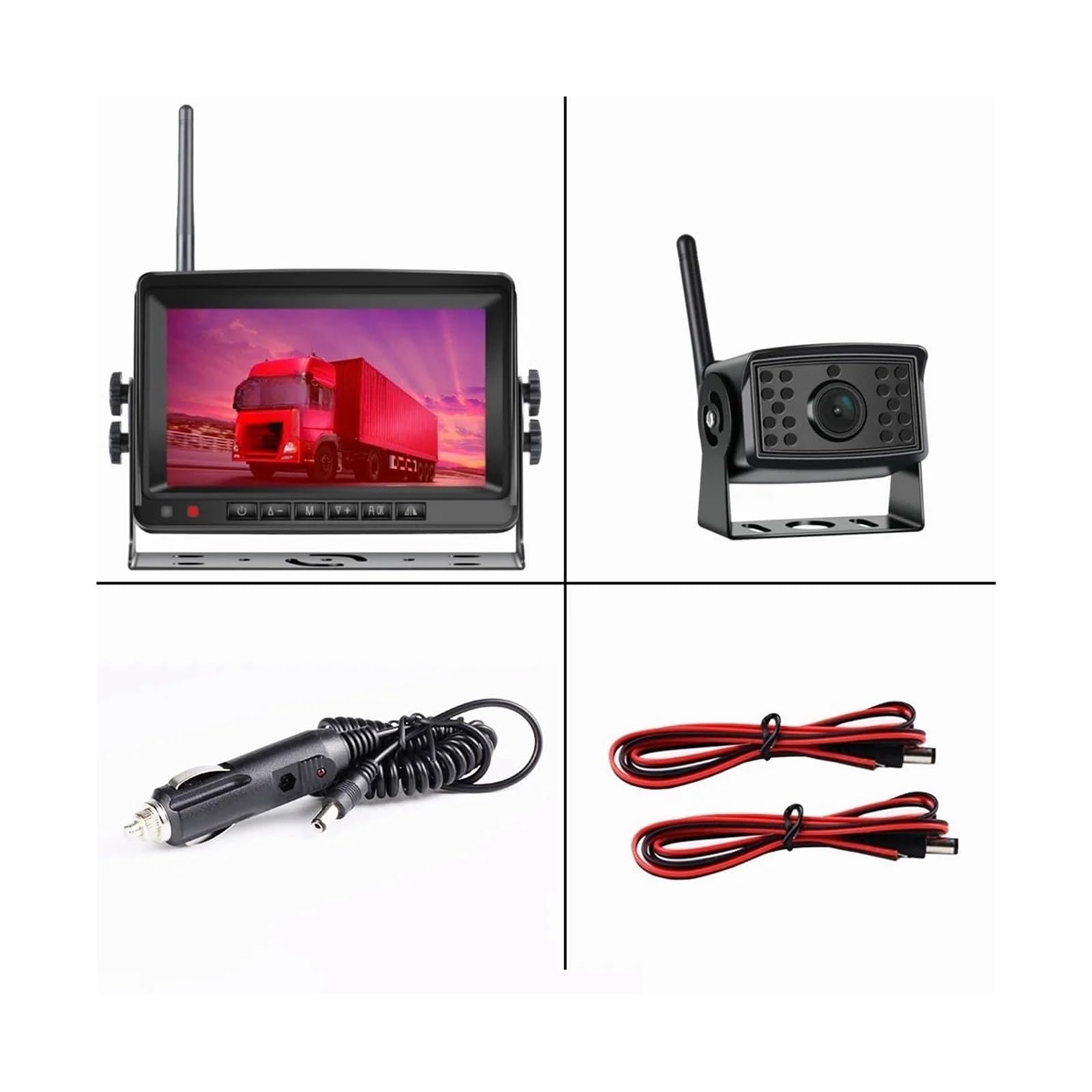 KKGHYYMG 2-Kanal AHD Wireless Truck DVR Automonitor Auto-Bildschirm 7 Zoll IR Nachtsicht Rückfahrkamera Recorder WiFi-Kamera Kompatibel for Bus RV(Type1) von KKGHYYMG