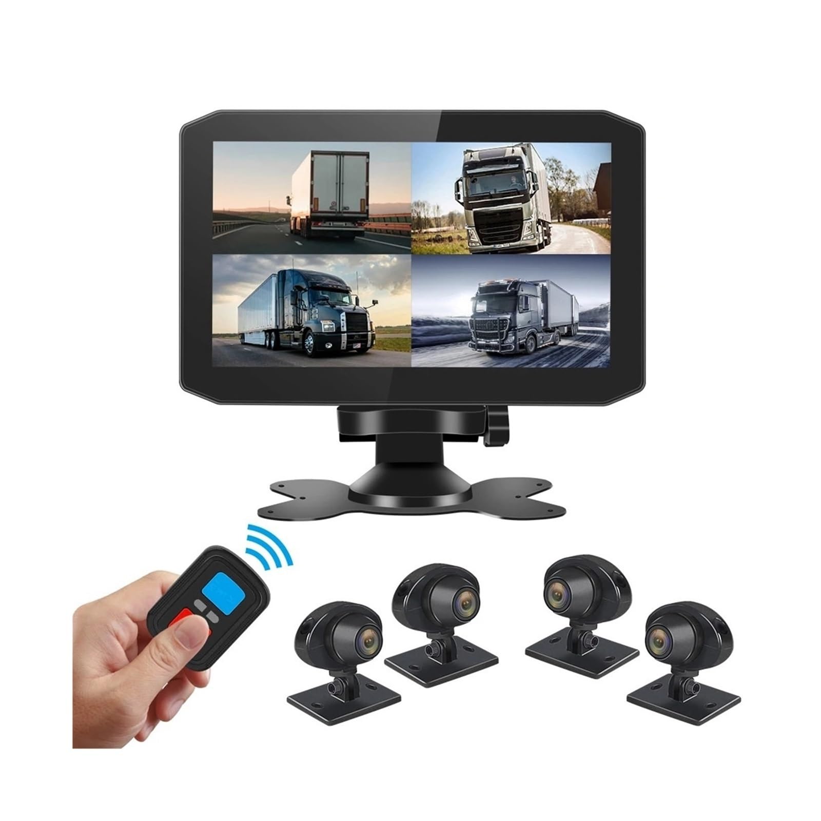 KKGHYYMG 4-Kanal-Kamera-DVR, 7,0-Zoll-Monitor, Fahrzeug-Rückfahrkamera, kompatibel mit Sattelanhängern, LKW, Transportern, Traktoren, GPS, Nachtsichtobjektiv(1 pcs) von KKGHYYMG