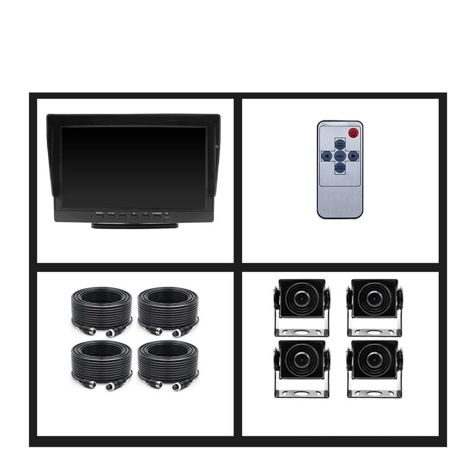 KKGHYYMG 4CH AHD 1280x72 0P 10,1 Zoll IPS LKW Bus Fahrzeug DVR Recorder Monitor Mit 4 Kanäle Vorne Hinten Links Rechts AHD Parkplatz Kamera(4PCS No LED Camera) von KKGHYYMG