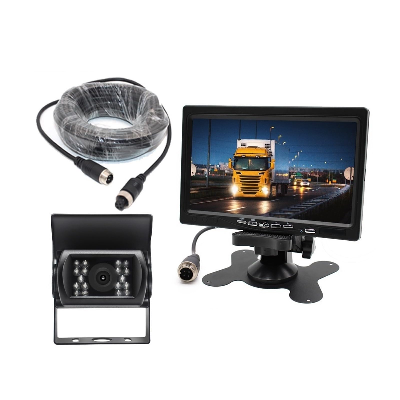 KKGHYYMG 7 Zoll Auto Monitor LKW Rückfahrbild 24V Auto HD Nachtsicht LKW Bus Überwachung Parkkamera von KKGHYYMG