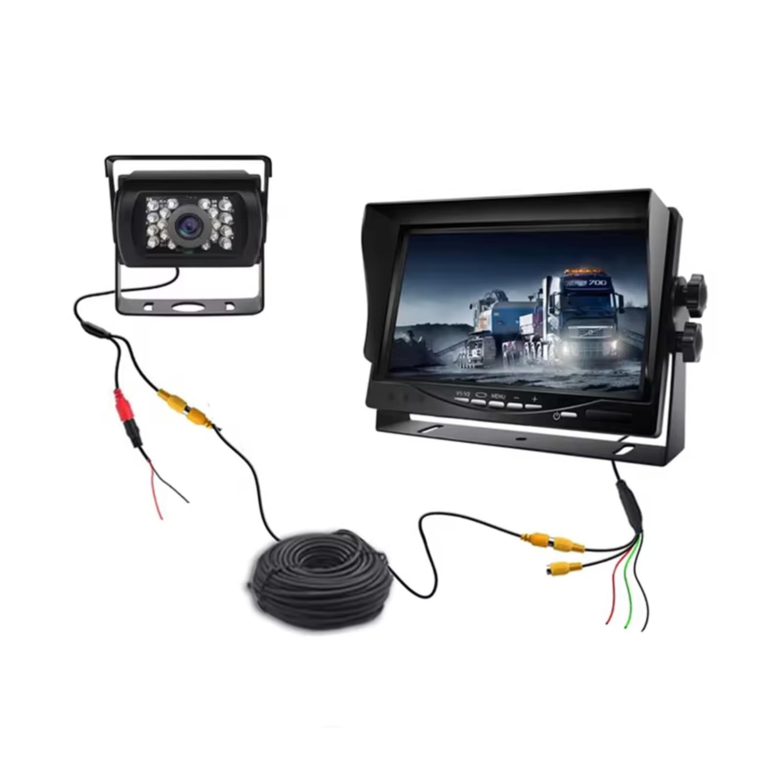 KKGHYYMG 7-Zoll-HD-LKW-Rückfahranzeige, Rückfahrkamera, kompatibel for Auto, Wohnwagen, Pickup, Van, Wohnmobil, Wohnmobil, Videoüberwachung, Nachtsicht(Set 1) von KKGHYYMG