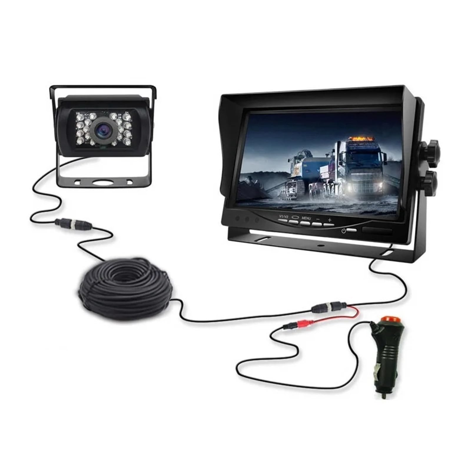 KKGHYYMG 7-Zoll-HD-LKW-Rückfahrdisplay, Rückfahrkamera, kompatibel for Auto, Reise, Anhänger, Pickup, Van, Wohnmobil, Wohnmobil, Videoüberwachung, Nachtsicht(Set 2) von KKGHYYMG