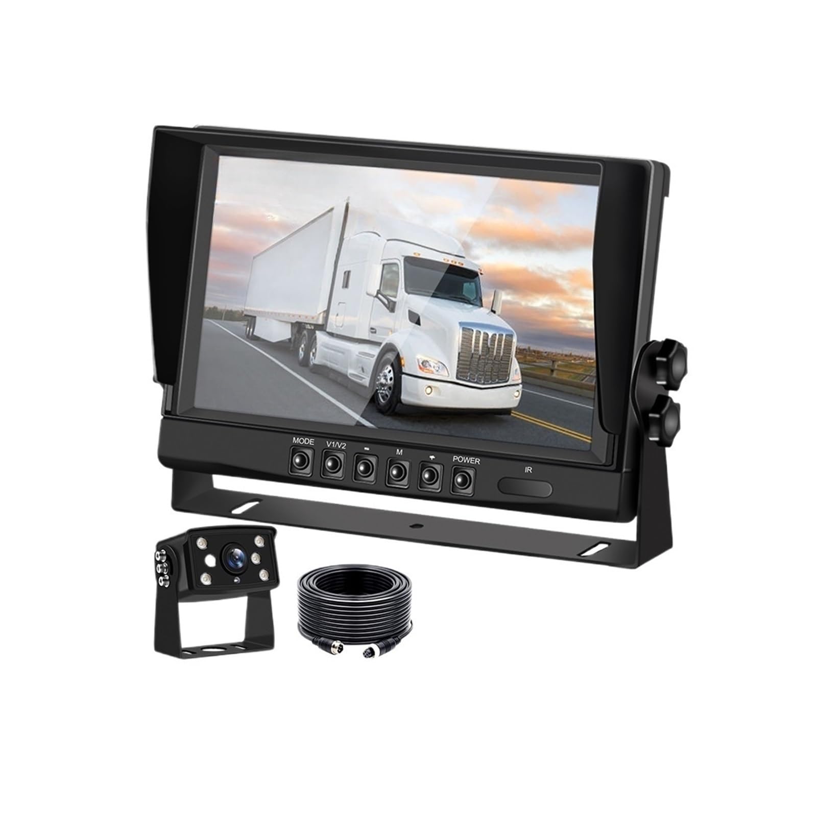 KKGHYYMG 9 Zoll 4-geteilter 1080p-AHD-Automonitor-DVR-Recorder Auto-Bildschirm + 1 Stück Rückfahrkamera LCD-Display-Recorder Kompatibel for LKW RV von KKGHYYMG