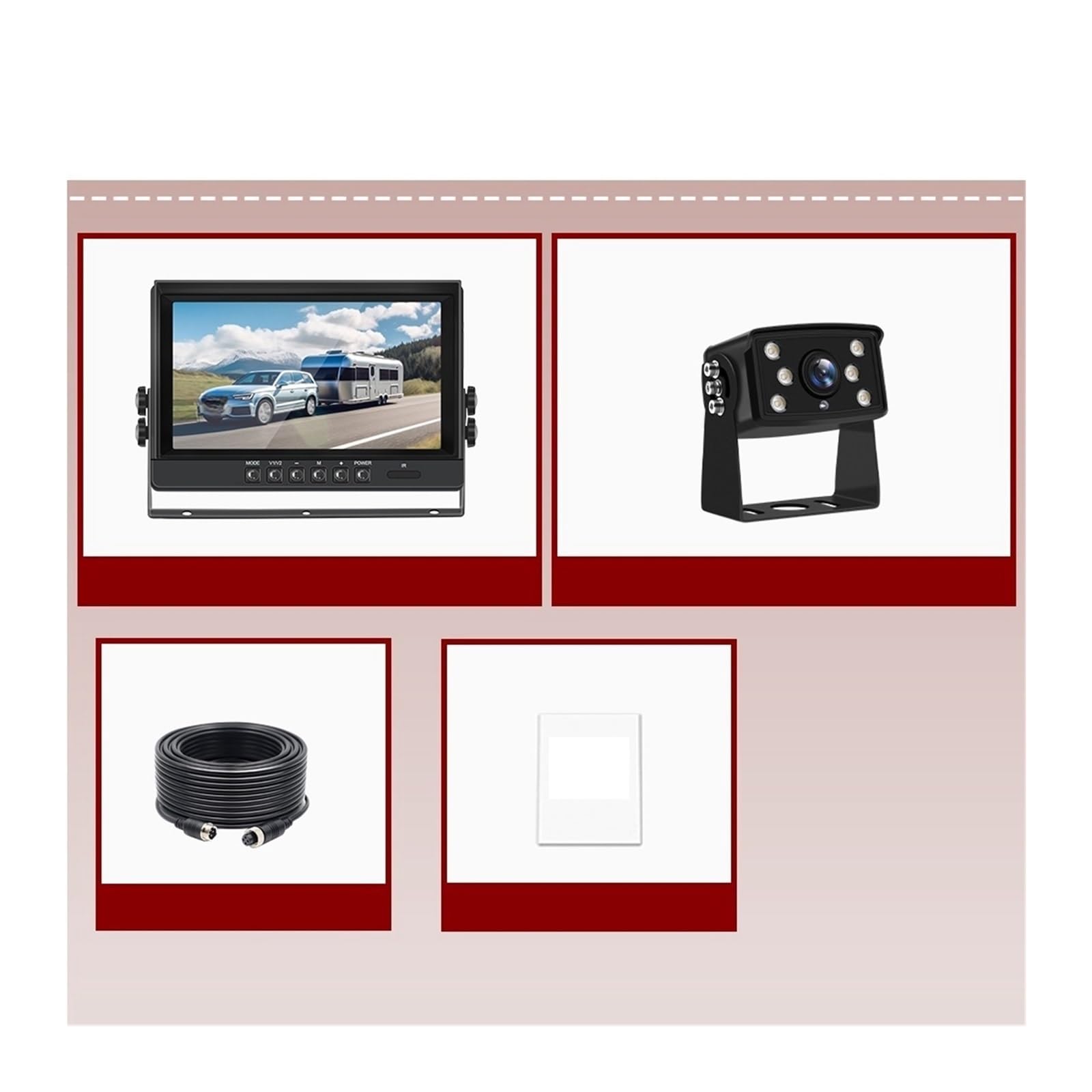 KKGHYYMG 9-Zoll-AHD-IPS-DVR-Monitor 1080P Nachtsicht-Rückfahrkamera Backup-Recorder Kompatibel for Bus-Auto-LKW(1cam) von KKGHYYMG