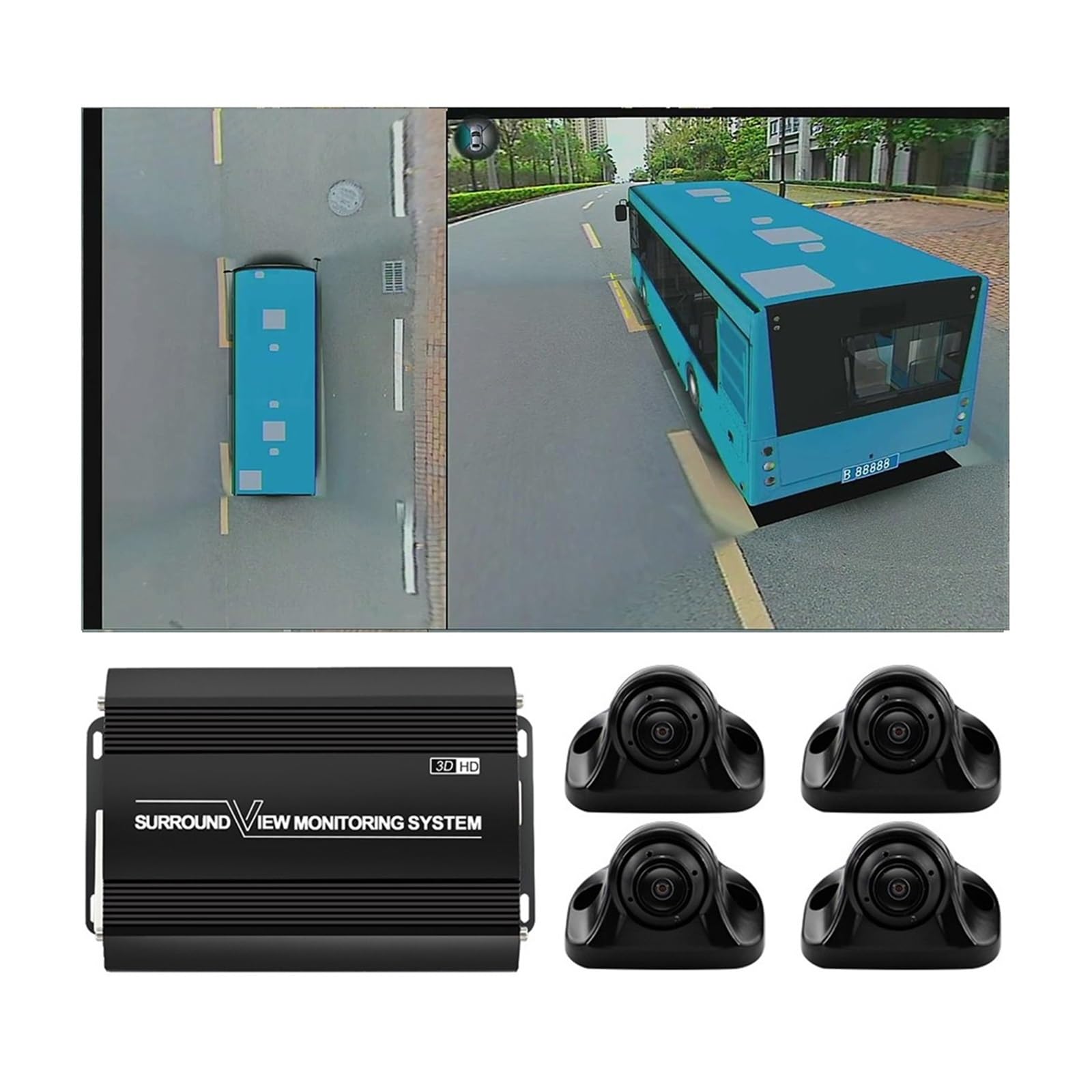 KKGHYYMG Auto 360° Vogelperspektive Kamerasystem (3D+1080P) 360 Surround Seamless View Recorder ist for Reisebus geeignet(Base Version) von KKGHYYMG