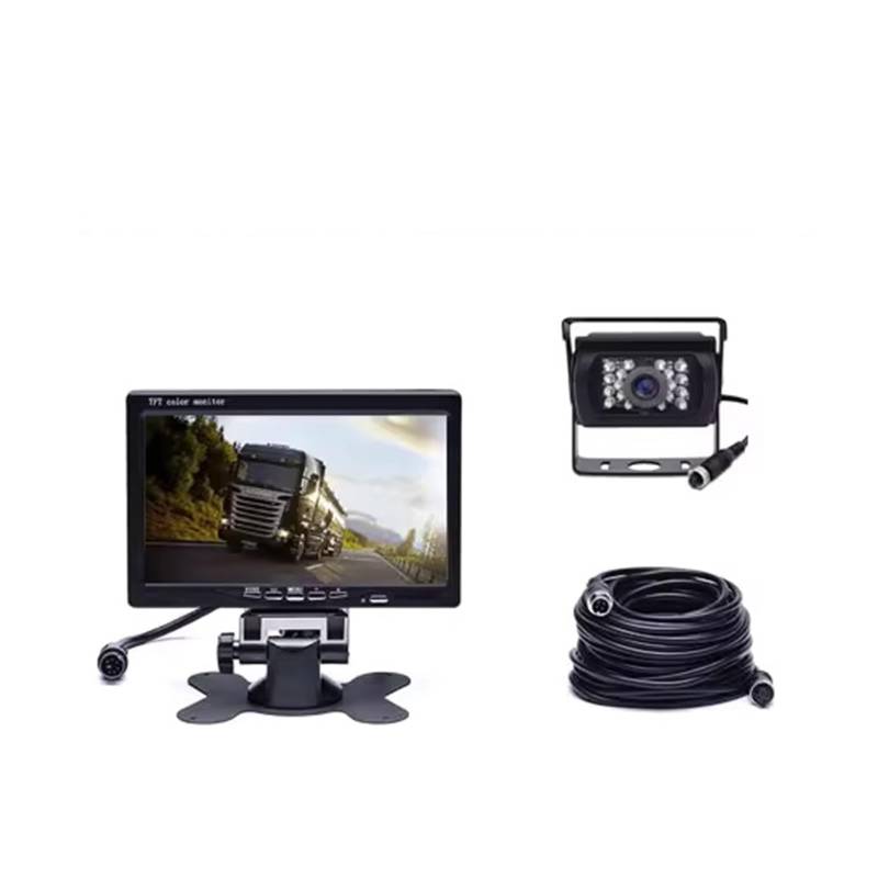 KKGHYYMG Auto-Monitor, DC 12 V-24 V, 7 Zoll LCD, 4-polig, IR-Nachtsicht-Rückfahrkamera, kompatibel for Bus-LKW-Rückfahranzeige(1 Camera 1 Cable) von KKGHYYMG