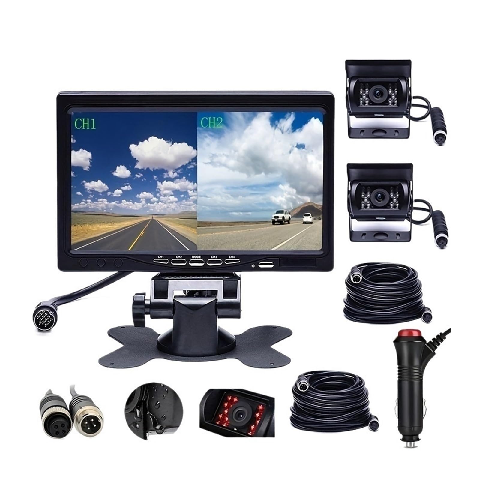 KKGHYYMG LKW-Rückfahrkamera-Backup-Set mit 7-Zoll-Monitor-Display, robuste Nachtsicht-Rückfahrkamera, Parkassistent von KKGHYYMG