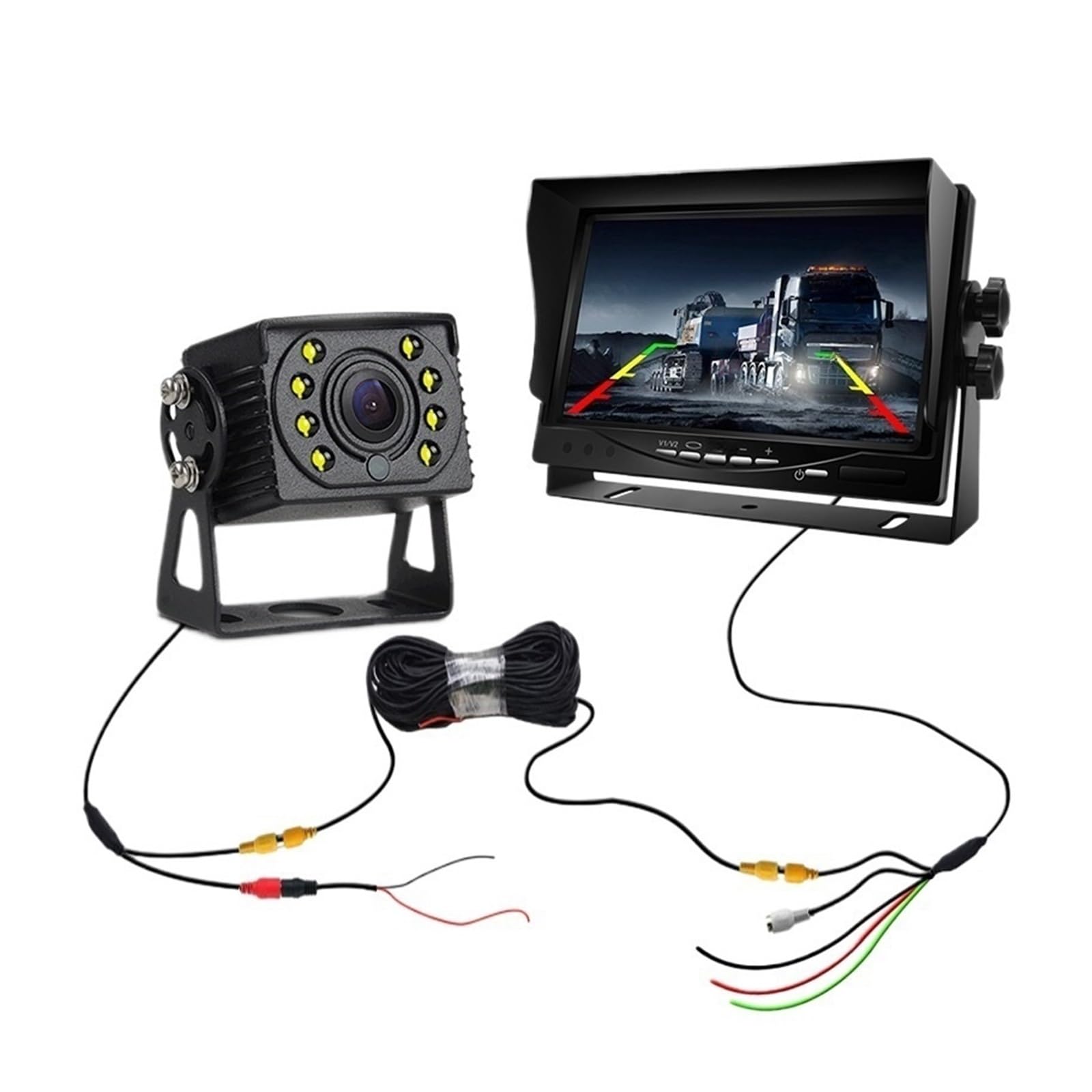 KKGHYYMG Rückfahrkamera for LKW-Nachtsicht, 7-Zoll-LCD-Automonitor, ideal for DVD-Anzeige for Wohnmobil-Busparkplatz, Videoüberwachung(Camera and Monitor) von KKGHYYMG