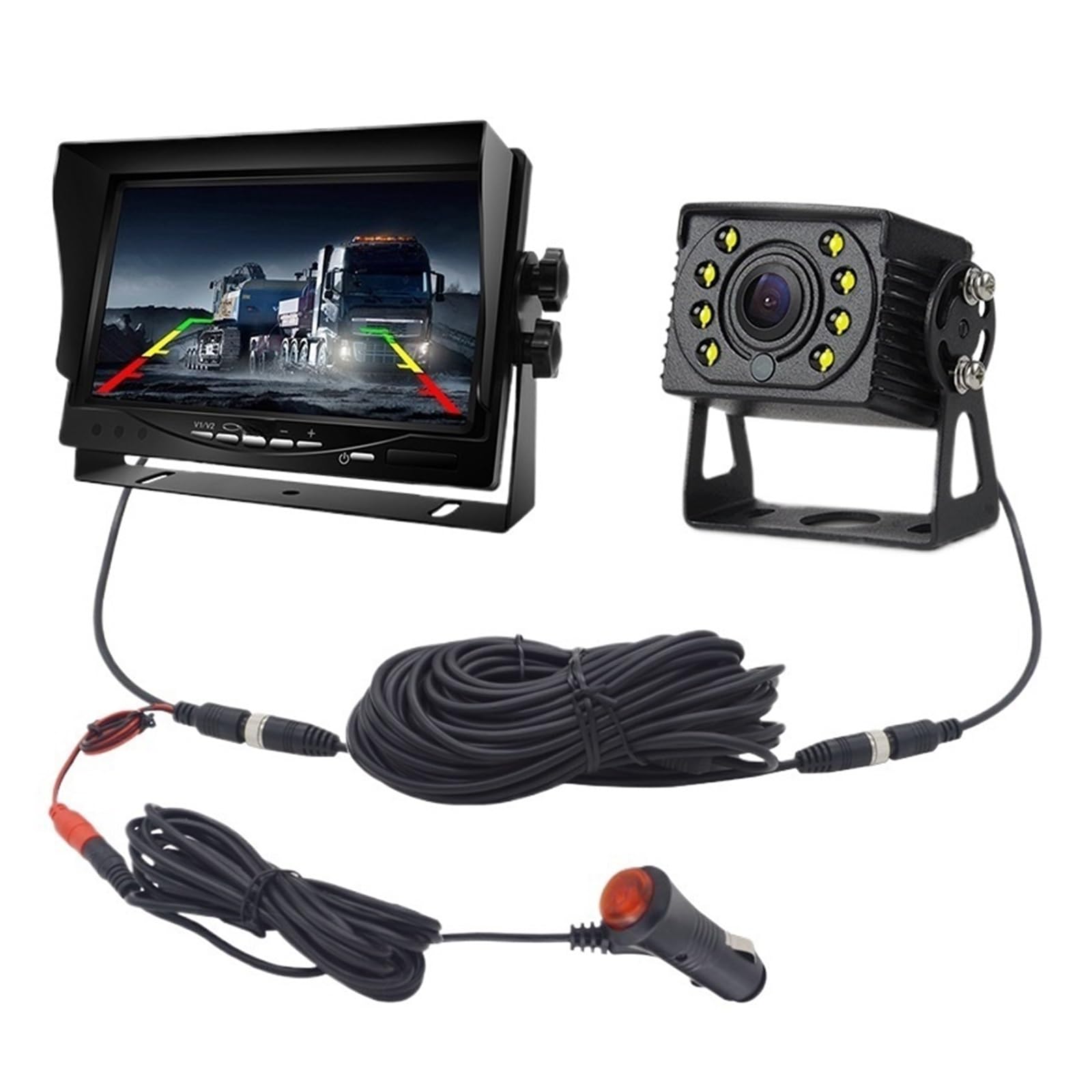 KKGHYYMG Rückfahrkamera for LKW-Nachtsicht, 7-Zoll-LCD-Automonitor, ideal for DVD-Anzeige for Wohnmobil-Busparkplatz, Videoüberwachung(Camera and Monitor.) von KKGHYYMG