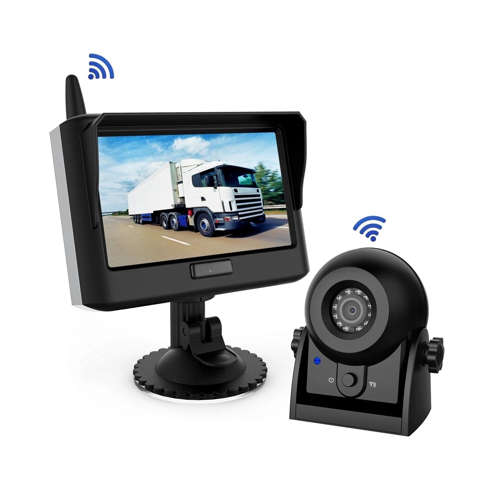 KKGHYYMG WiFi-Auto-Rückfahrkamera-Set, kabellos, 4,3-Zoll-Monitor, IP68-Rückfahrkamera mit Infrarot-Nachtsicht for LKW-Anhänger von KKGHYYMG