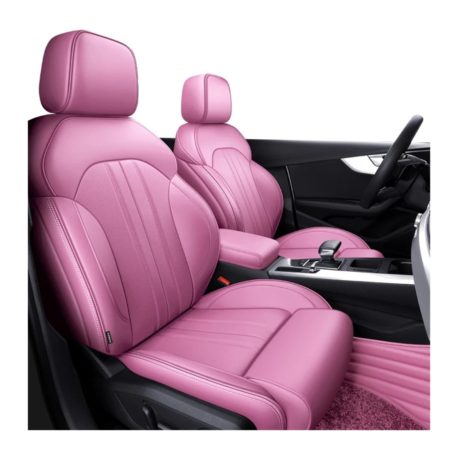 Passgenaue Auto-Sitzbezüge for 5 Sitze, komplettes Set aus Leder, spezifisch for A4 A6 Q3 Q5(Pink) von KKGHYYMG