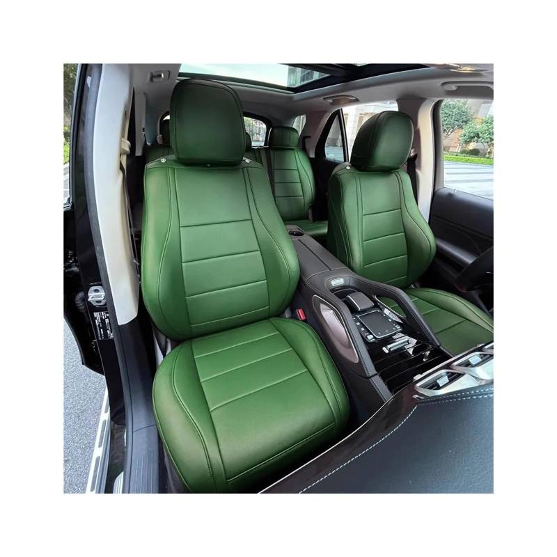 Sitzabdeckungen for Custom Fit Car Accessoires for 7 Sitzplätze Full Set Material Spezifisch for Mercedes Gle 350 450 GLS 400 450 kompatibel(Green) von KKGHYYMG