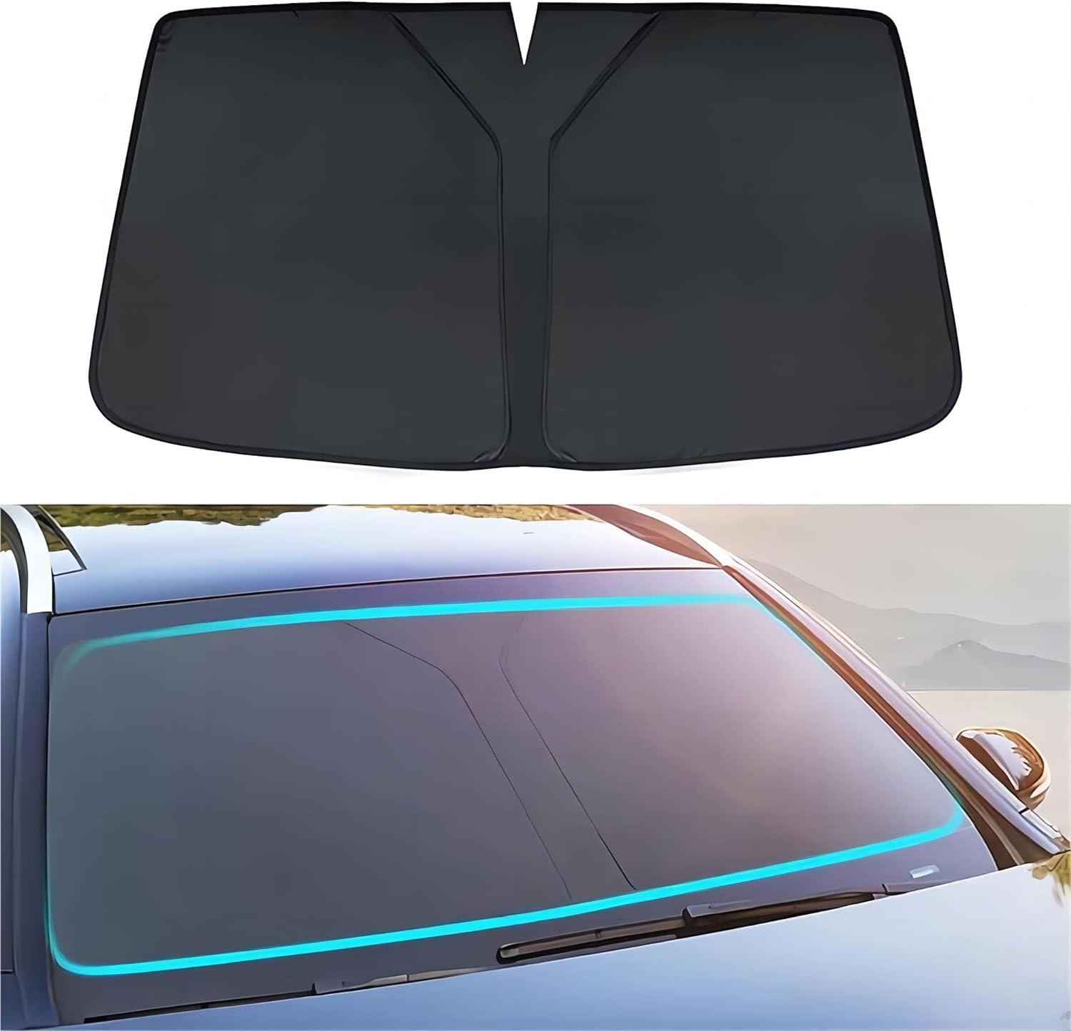 Sonnenschutz Auto Frontscheibe für Citroen C5 Sedan 2007 2008 2009 2010 2011 2012 2013-2020, Auto Windschutzscheibe Sonnenschirm Faltbare Hitzeschutz Innenschutz Zubehör,Black von KKJHNBTS