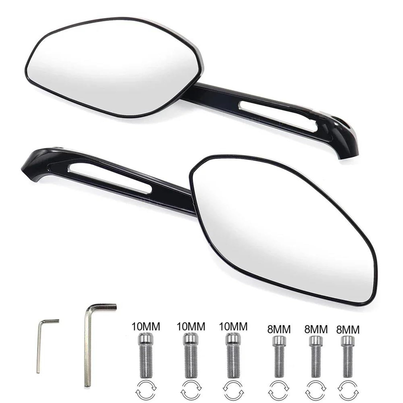 KKMNAIF Motorrad-Seitenspiegel Links Rechts Glas Linsen Zubehör Motorrad Rückspiegel Für Ducati Für Monster + 659 695 696 796 821 950 937 1100 1200 SR Rückspiegel(2) von KKMNAIF