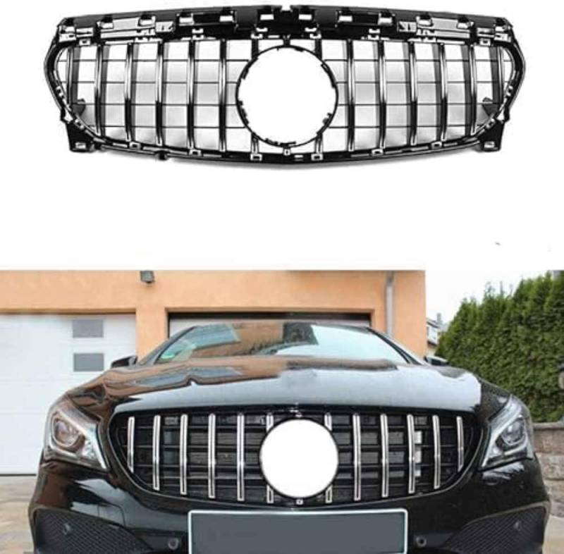 Auto-Front- und Kühlergrills, Sportgrill-Doppellamellengrill, Frontnierengrill-Zierzubehör, compatible for Mercedes Benz W117 CLA Clase X117 C117 CLA180 CLA200 CLA220 CLA250 CLA45 AMG 2013-2019 von KKMVIUC