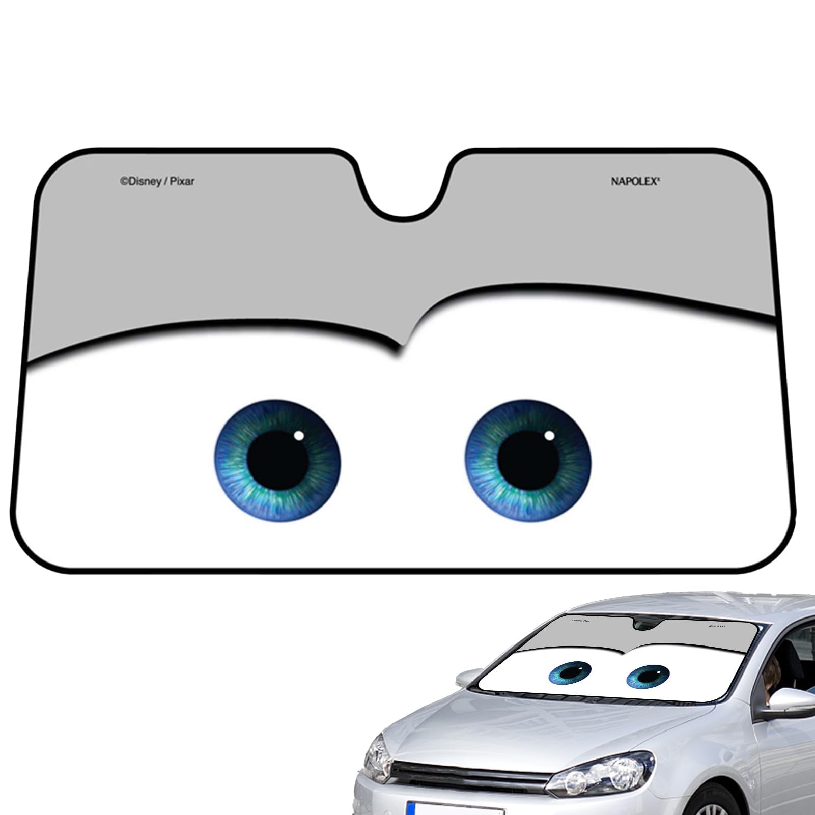 Auto Sonnenblende | Cartoon Augen Vorne Auto Windschutzscheibe, Windschutzscheibe Sonnenschutz Kommt Mit Aufbewahrungstasche, Für Bestimmte Limousinen, Va-ns & SUVs 130x70 cm,grau von KKMVIUC