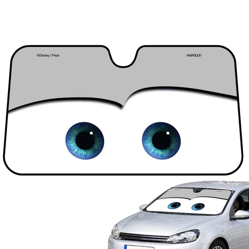 Auto Sonnenblende | Cartoon Augen Vorne Auto Windschutzscheibe, Windschutzscheibe Sonnenschutz Kommt Mit Aufbewahrungstasche, Für Bestimmte Limousinen, Va-ns & SUVs 130x70 cm,grau von KKMVIUC