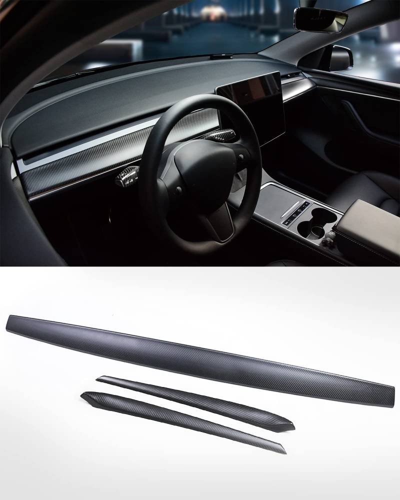 KKTR-CAR Tesla Model 3 Model Y Dash Wrap Armaturenbrett Türverkleidung, Zubehör für Innenverkleidungskit aus Karbonfaser (Echtes Carbon - Matt) von KKTR-CAR