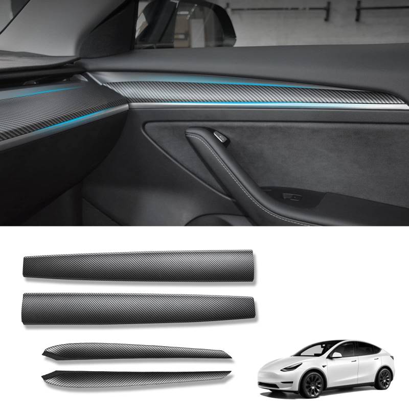 KKTR-CAR Tesla Model 3 Model Y Dash Wrap Armaturenbrett Türverkleidung, Zubehör für Innenverkleidungskit aus Karbonfaser (Matt Carbon Fiber1) von KKTR-CAR