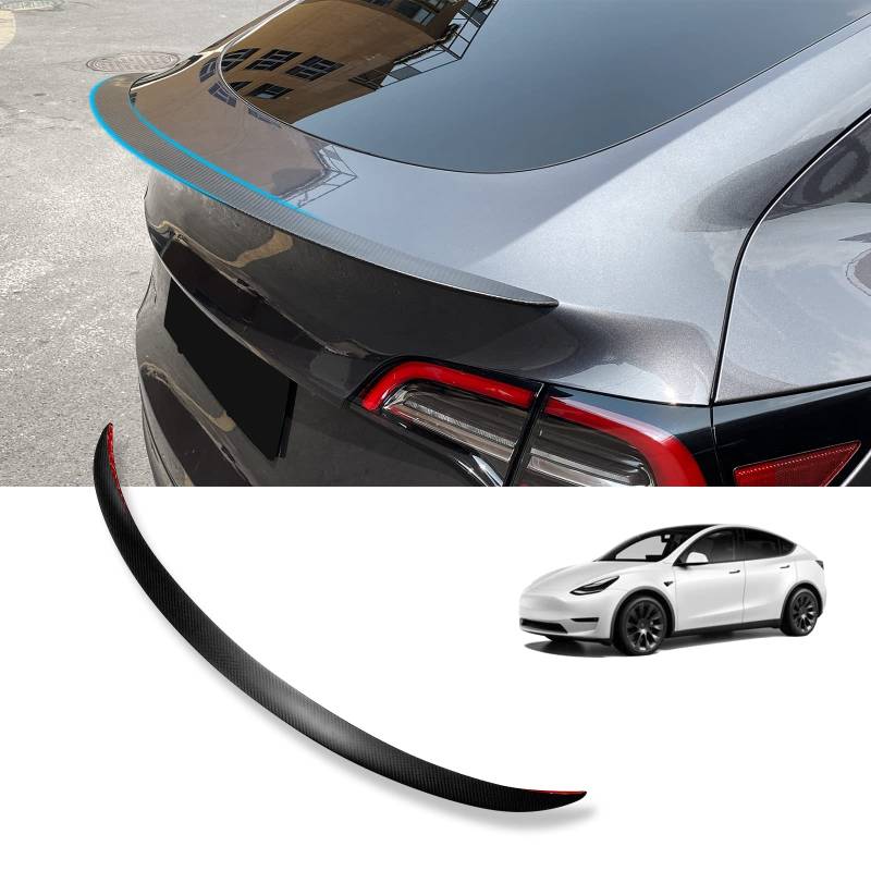 für Tesla Model Y Spoiler Aus Echter Kohlefaser, Heckspoiler kompatibel mit Tesla Model Y (Fibre de Carbone Mate) von KKTR-CAR