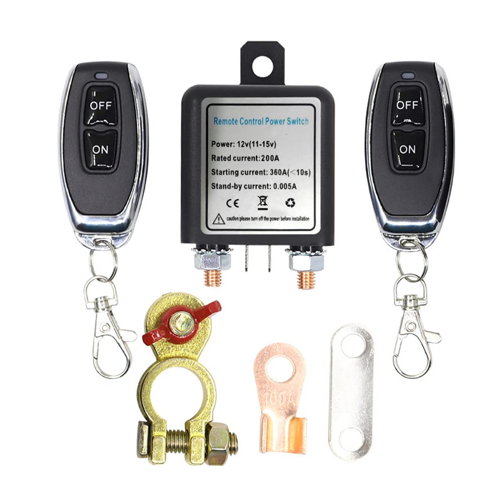 KKnoon 12-V-Autobatterie-Relais, kabellos, Batterie-Trennschalter, Batterietrennschalter, Hauptschalter mit 2 Fernbedienungen von KKnoon