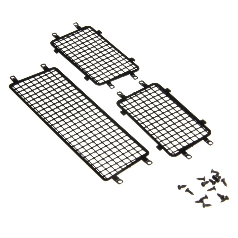 Für TRX4M Bronco Dekorationen DIY Zubehör Rückspiegel Fenster Mesh Anti-Rutschplatte Kratzplatte 1/18 RC Auto Upgrade Teile (Farbe: Window Mesh BK) von KLAPR