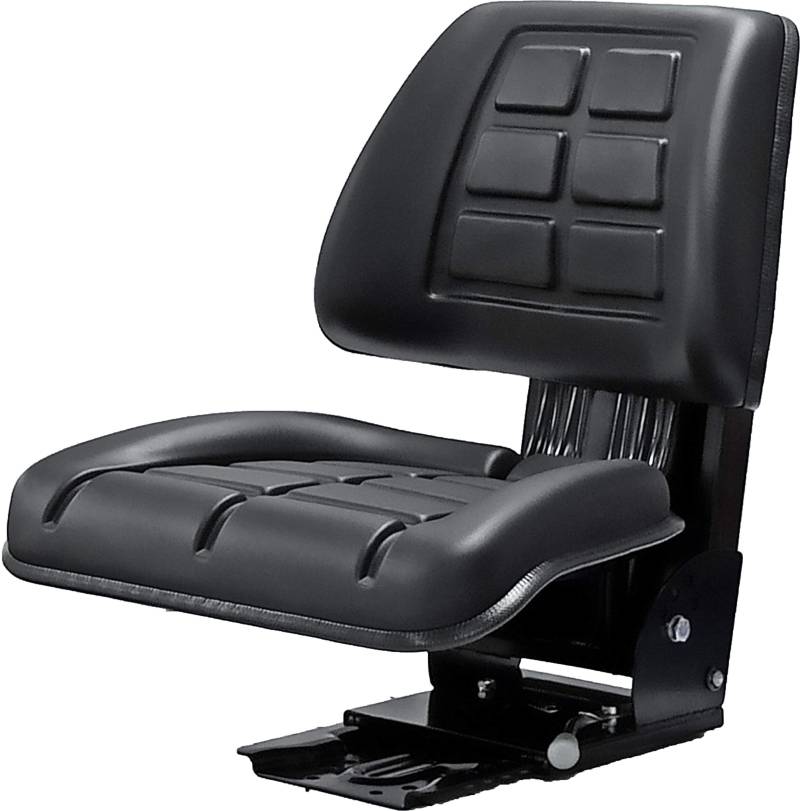 KLARA SEATS Schleppersitz Traktorsitz Universalsitz Trecker Sitz Oldtimer gefedert KS 44/1V PVC Schwarz neigungsverstellbar mit Stossdämpfer und Zugfedern von KLARA SEATS