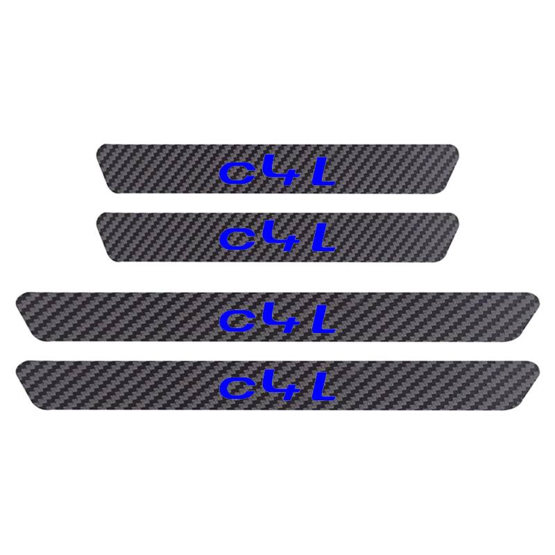 4 Stück Auto Einstiegsleisten Schutz Aufkleber für Citr-oen, Kohlefaser Türschweller Lackschutzfolie Schritt Platte Abdeckung Dekorative Zubehör,C4L Blue von KLHYWEN