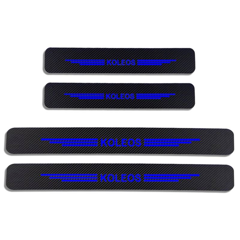 4 Stück Auto Kohlefaser Einstiegsleisten Kick Plates Aufkleber für Ren-Ault KOLEOS, Car Türschwelle Scuff Pedal Anti Scratch Schwellenabdeckung Schutz Trim Sticker Zubehör,Blue von KLHYWEN