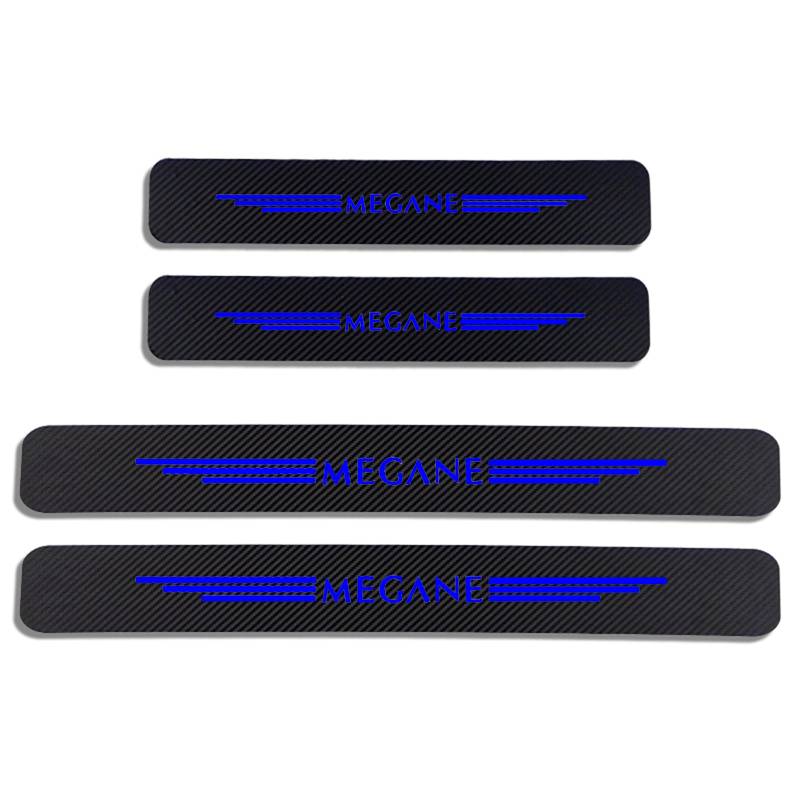 4 Stück Auto Kohlefaser Einstiegsleisten Kick Plates Aufkleber für Ren-Ault Megane, Car Türschwelle Scuff Pedal Anti Scratch Schwellenabdeckung Schutz Trim Sticker Zubehör,Blue von KLHYWEN