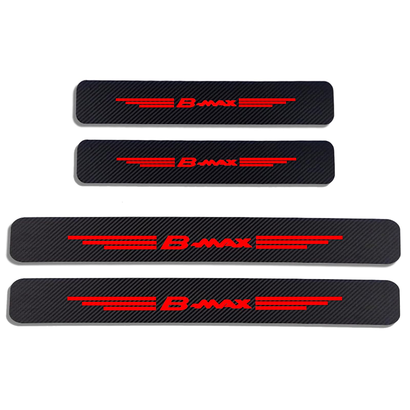 Auto Kohlefaser Einstiegsleisten Für FO-rd B-Max Tuning Zubehör 4 STÜCKE Auto Scuff Plate Türschwelle Sill Aufkleber,Red von KLHYWEN