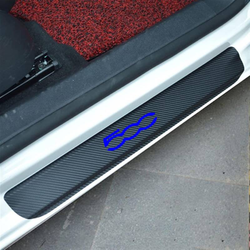 Auto Kohlefaser Einstiegsleisten Für Fi-at 500 Tuning Zubehör 4 STÜCKE Auto Scuff Plate Türschwelle Sill Aufkleber,Blue von KLHYWEN