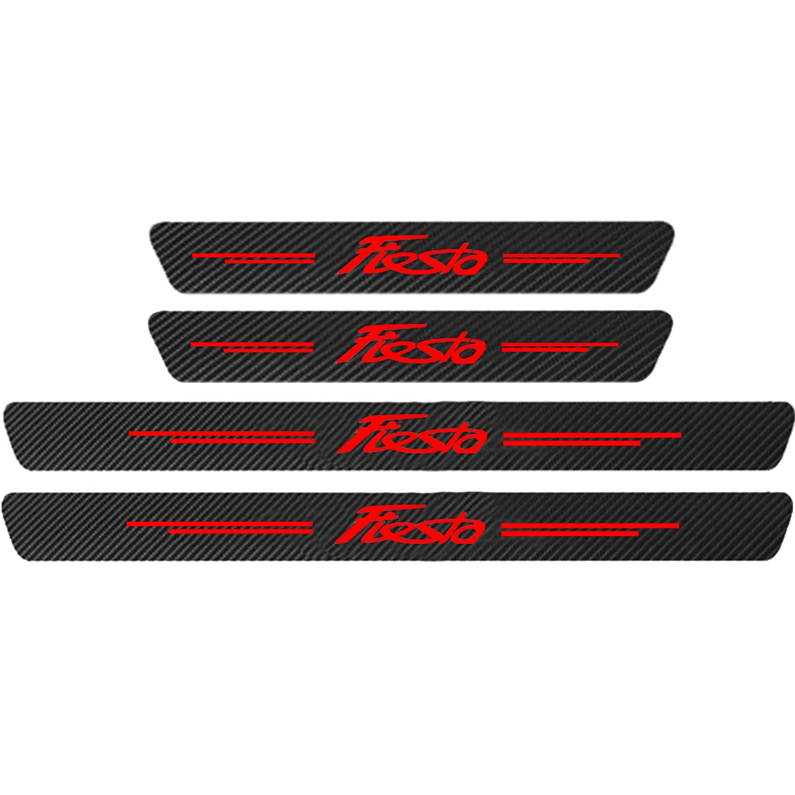 Auto Kohlefaser Einstiegsleisten Für Fo-rd Fiesta 2021 2010 2011 2012 2013 2014 2015 2016 Tuning Zubehör 4 STÜCKE Auto Scuff Plate Türschwelle Sill Aufkleber,Red von KLHYWEN