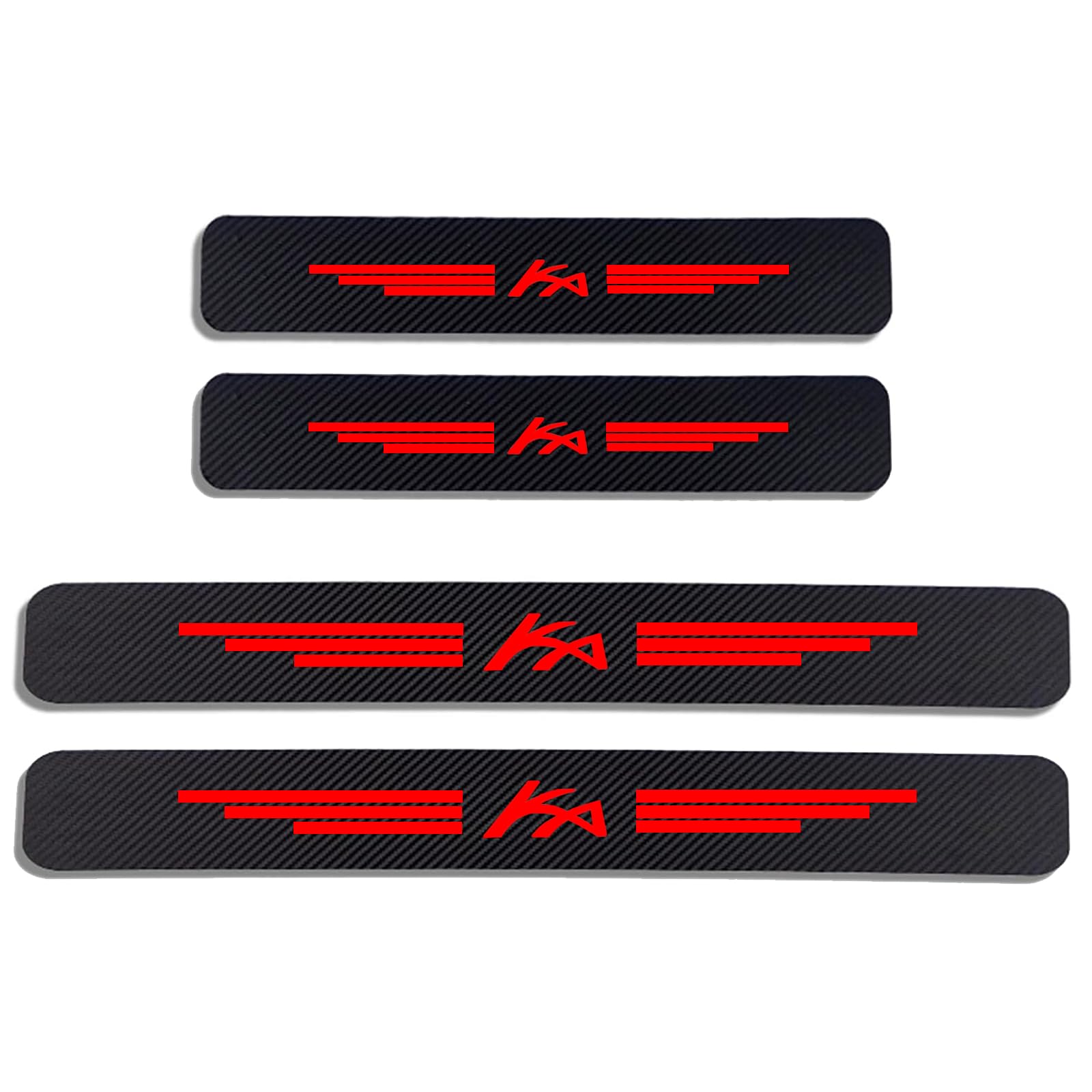 Auto Kohlefaser Einstiegsleisten Für Fo-rd KA Tuning Zubehör 4 STÜCKE Auto Scuff Plate Türschwelle Sill Aufkleber,Red von KLHYWEN