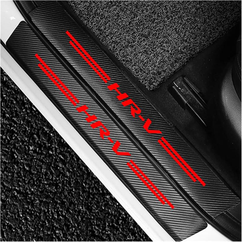 Auto Kohlefaser Einstiegsleisten Für Ho-nda HR-V HRV HR V Tuning Zubehör 4 STÜCKE Auto Scuff Plate Türschwelle Sill Aufkleber,Red von KLHYWEN