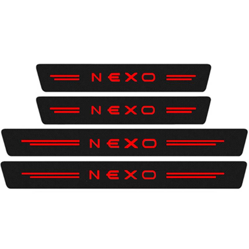 Auto Kohlefaser Einstiegsleisten Für Hyun-dai Nexo Tuning Zubehör 4 STÜCKE Auto Scuff Plate Türschwelle Sill Aufkleber,Red von KLHYWEN