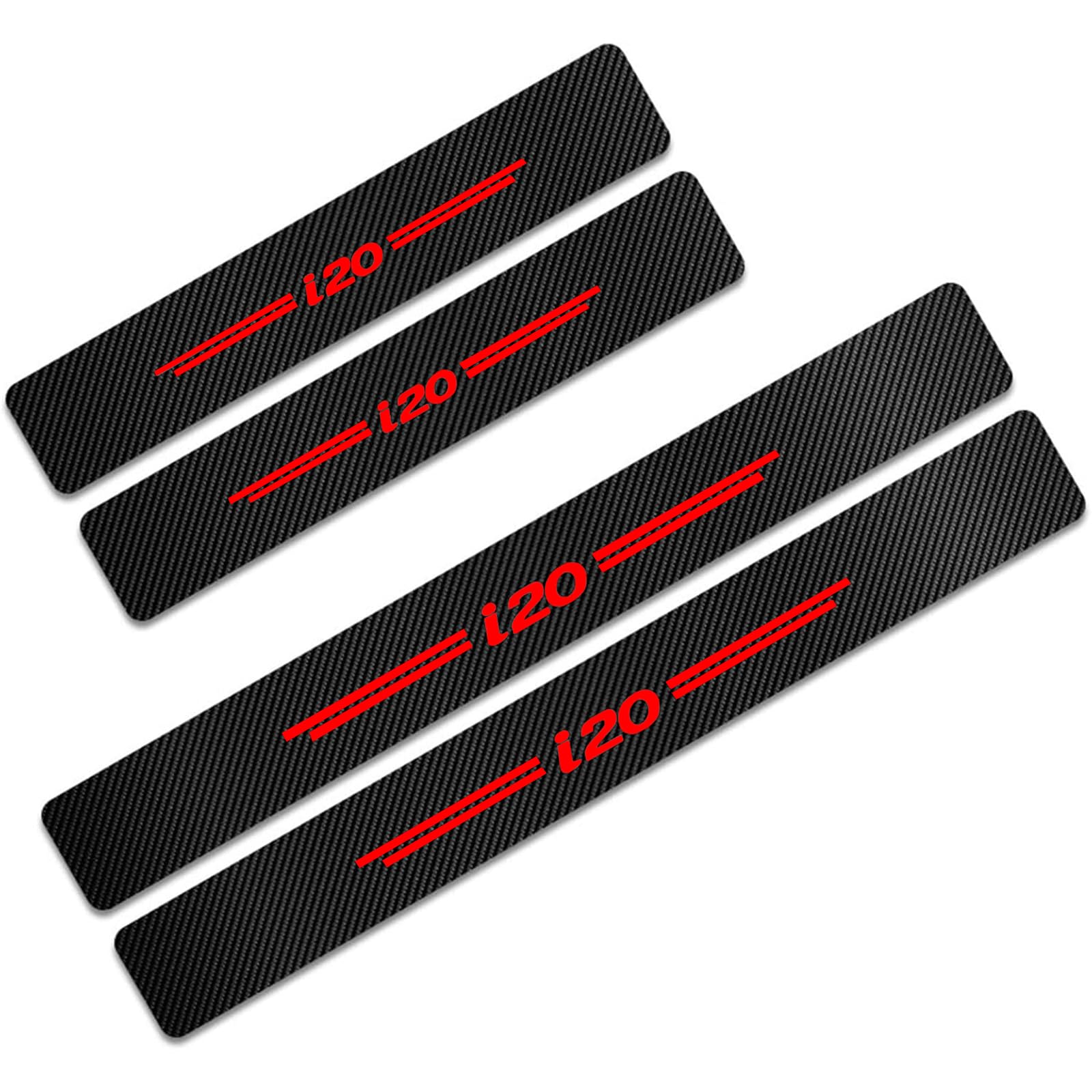 Auto Kohlefaser Einstiegsleisten Für Hyun-dai i20 Tuning Zubehör 4 STÜCKE Auto Scuff Plate Türschwelle Sill Aufkleber,Red von KLHYWEN