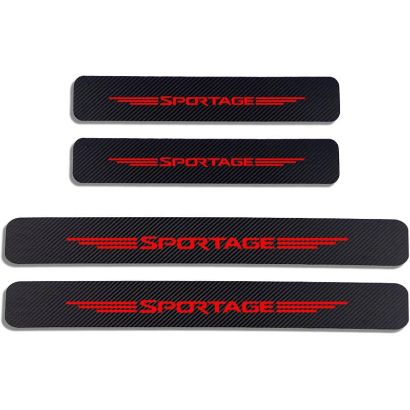 Auto Kohlefaser Einstiegsleisten Für K-ia Sportage Tuning Zubehör 4 STÜCKE Auto Scuff Plate Türschwelle Sill Aufkleber,Red von KLHYWEN